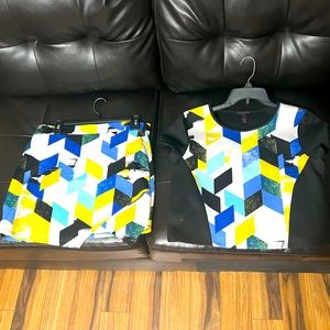 Skirt set -worn once-Top size L & Skirt size XL (Material Girl)
